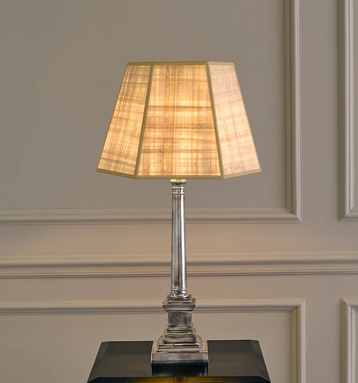 Plain Column Lamp - Antique Silver