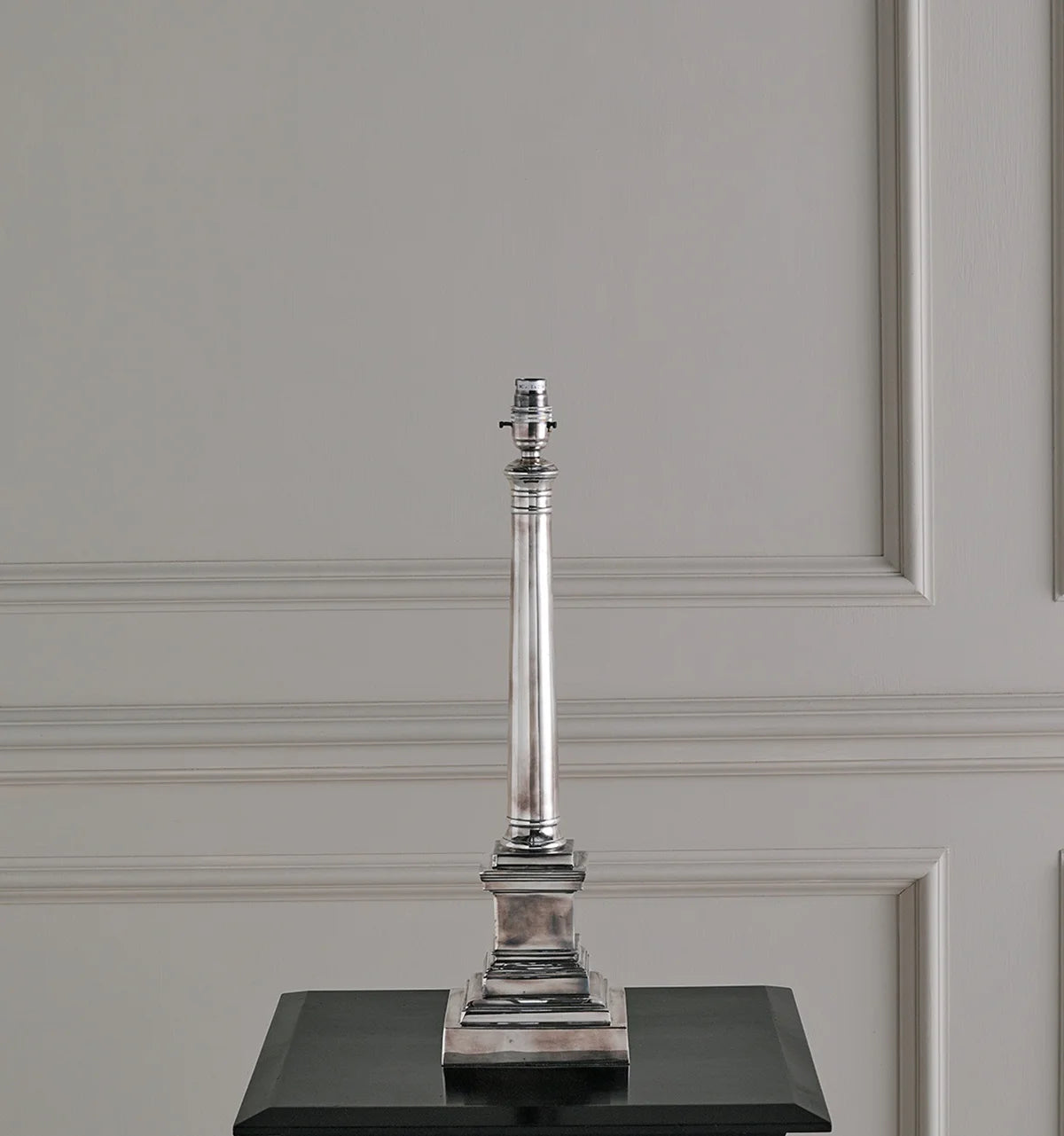 Plain Column Lamp - Antique Silver