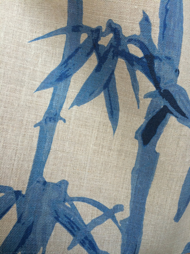 Bamboo - Blues on Natural Linen