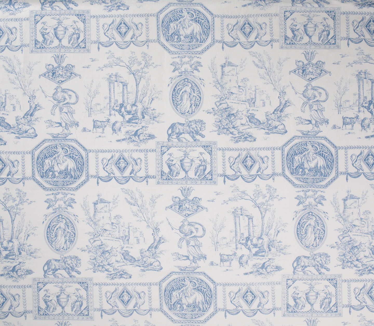 Empire - Blue on cream linen